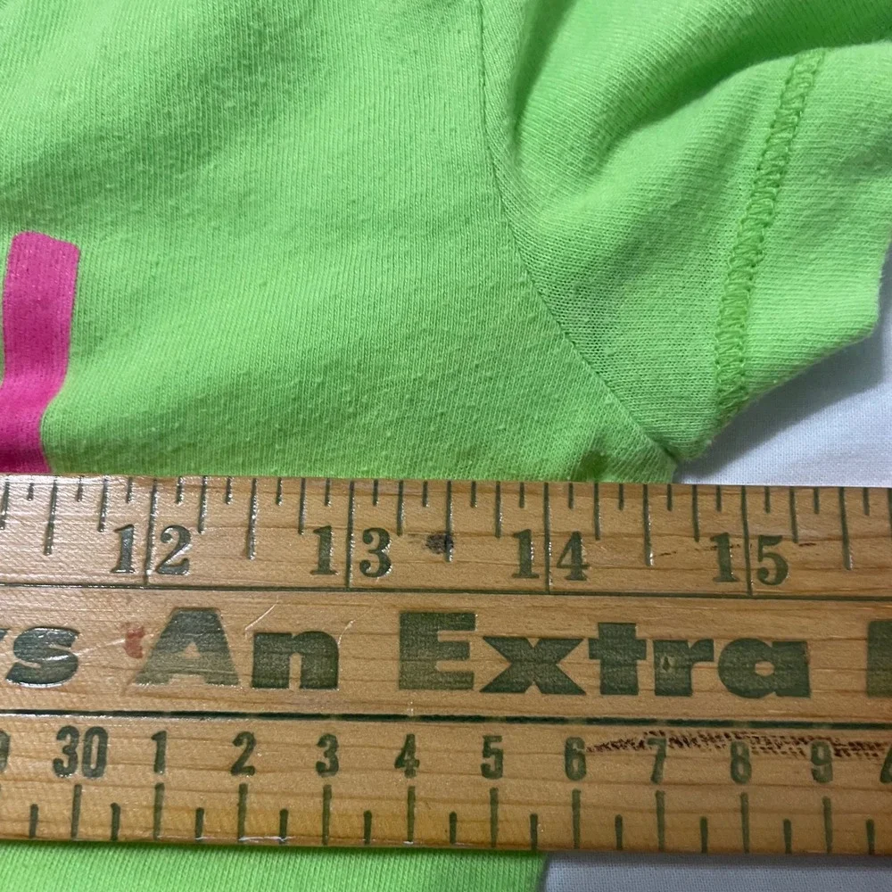 Hollister California Tee Women's XS Neon Green Pink Logo V Neck Short Sleeve - Picture 2 of 5